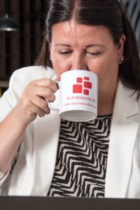HR Consultant drinking tea